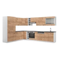 Meble kuchenne - Vicco Kuchnia narożna Fame-Line, Gold power dąb/biały, 347 x 46 cm bez blatu roboczego - miniaturka - grafika 1