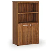 Szafy biurowe - Szafa biurowa kombinowana PRIMO WOOD, drzwi na 2 poziomach, 1434 x 800 x 420 mm, orzech - miniaturka - grafika 1