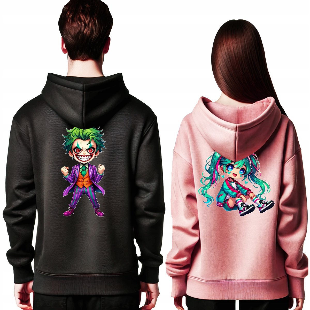 ZESTAW BLUZY DLA PAR KRESKÓWKA DLA ZAKOCHANYCH KOMIKS ANIME WALENTYNKI L