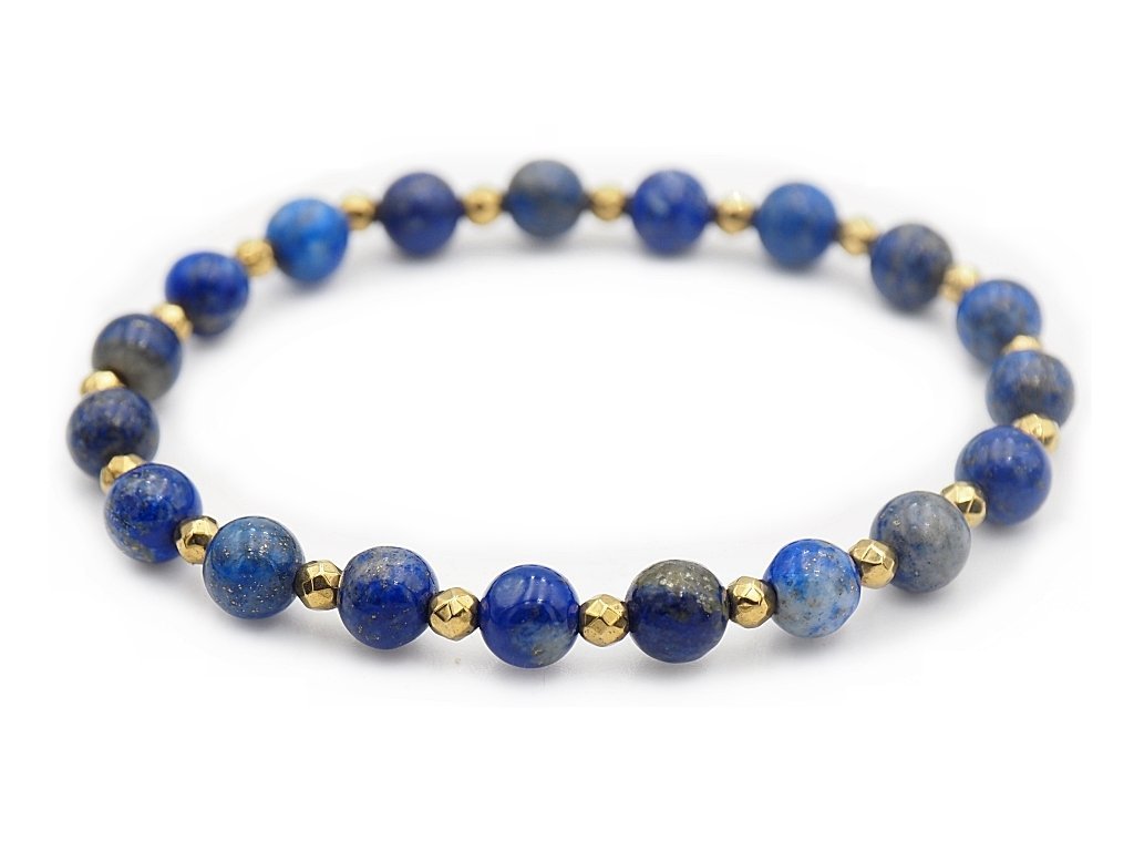 Bransoletka na gumce koraliki kamień Lapis Lazuli
