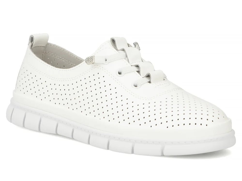 Półbuty damskie białe Filippo DP7671 buty skórzane ażurowe wygodne-39
