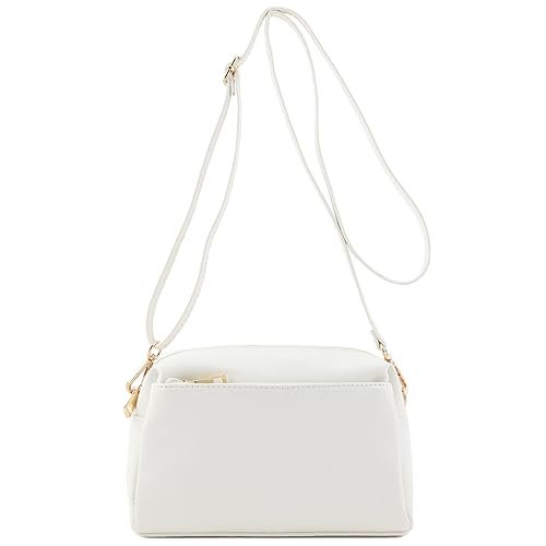 Mała torba na ramię z potrójnym zamkiem błyskawicznym, White