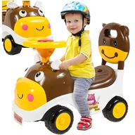 Chodziki - JEŹDZIK PCHACZ DLA DZIECI HIPCIO BRĄZOWY SCHOWEK KLAKSON OPARCIE 30KG - miniaturka - grafika 1