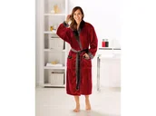 Szlafroki męskie - Gözze Płaszcz kąpielowy damski/męski, jedwabisty w dotyku, z szalowym kołnierzem, 2 kieszenie i pasek (L, Czerwony) - miniaturka - grafika 1