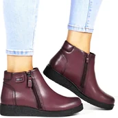 Botki damskie - Damskie Botki Skórzane na Koturnie Sergio Leone 25348 Bordowe - miniaturka - grafika 1