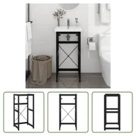 Szafki łazienkowe - The Living Store Szafka łazienkowa czarna 40x38x83 cm żelazo - miniaturka - grafika 1