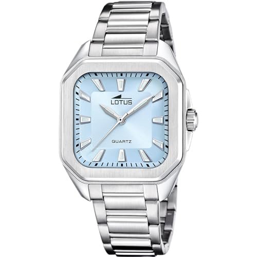 LOTUS Zegarek damski 18967/4 Square Series 316l koperta ze stali nierdzewnej srebrny pasek ze stali nierdzewnej 316l srebrny, Niebieski