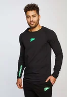 Bluzy męskie - Leif Nelson Bluza męska na siłownię z okrągłym dekoltem LN-6283, Czarno-zielony / XL - miniaturka - grafika 1