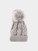 Czapki dla dzieci - 4F Czapka zimowa dziewczęca - beżowa Uniwersalny - miniaturka - grafika 1