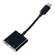 Adaptery i przejściówki - Adapter Hf/Audio + Ładowanie Usb-C Do Usb-C Czarny Bulk - miniaturka - grafika 1