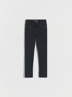 Spodnie i spodenki dla dziewczynek - Reserved - Jeansy slim high waist - czarny - miniaturka - grafika 1