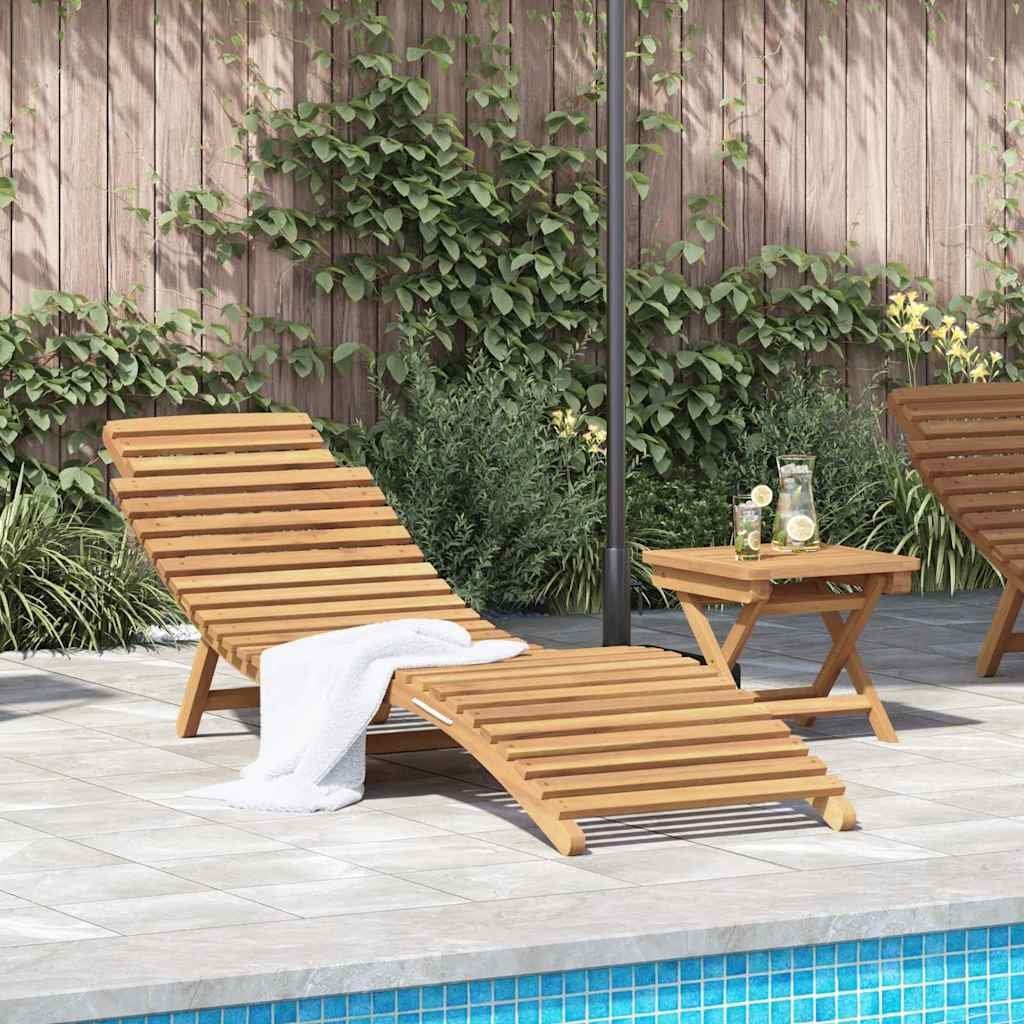 vidaXL Leżak 2 pcs Brązowy Lite drewno teakowe 42008388