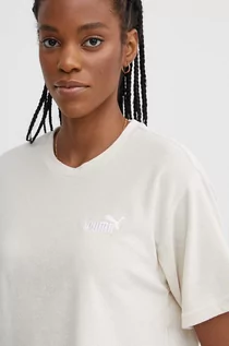 Koszulki sportowe damskie - Puma t-shirt damski kolor beżowy 677947 - grafika 1