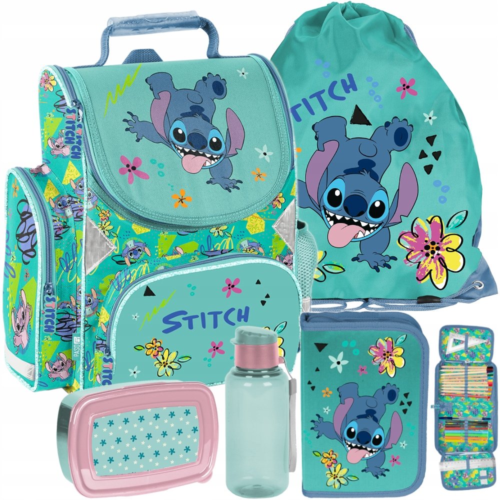 Tornister dla dziewczynki plecak szkolny 1-3 klasa Lilo Stitch Stich Zestaw