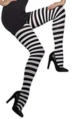 Rajstopy - Fever Damskie rajstopy nieprzezroczyste w paski, czarno-białe, jeden rozmiar, 5020570427613 - miniaturka - grafika 1