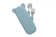 Sztućce dla dzieci - THE COTTON CLOUD sztućce w silikonowym pokrowcu, Koala/Jade - miniaturka - grafika 1