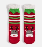 Botki damskie - Czerwone ocieplane skarpety z Reniferem Challi-39-42 - miniaturka - grafika 1