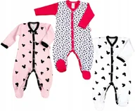 Pajacyki dla niemowląt - Pajac 3-pak Myszka RÓŻ /Serduszka małe /Myszka biel r 80 KLEKLE - miniaturka - grafika 1