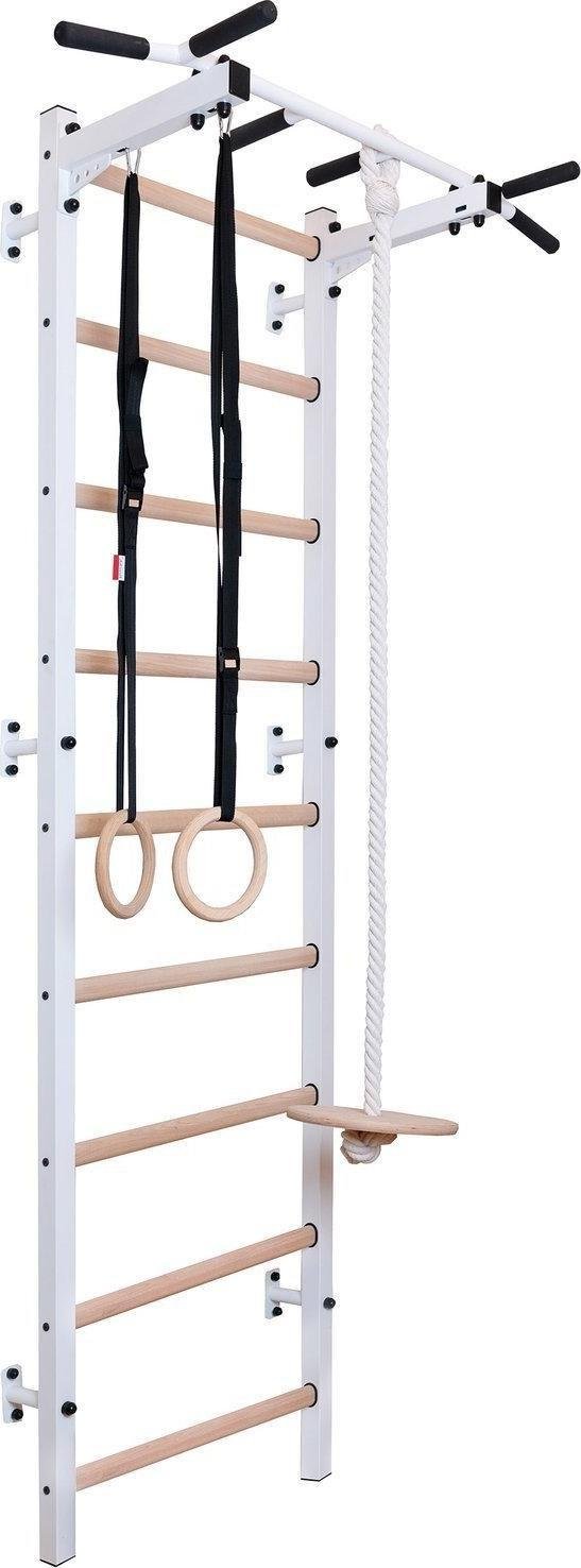 BenchK Drabinka gimnastyczna z drewnianymi szczebelkami z drążkiem 311W + akcesoria 240 x 67 cm