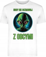 Koszulki męskie - T-SHIRT MĘSKI OBCY UFO NASA HUMOR ŚMIESZNA KOSZULKA BIAŁA R-L A382 - miniaturka - grafika 1