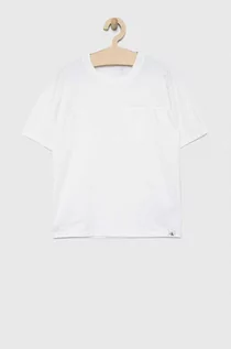 Koszulki dla chłopców - Calvin Klein Jeans t-shirt dziecięcy kolor biały gładki - grafika 1