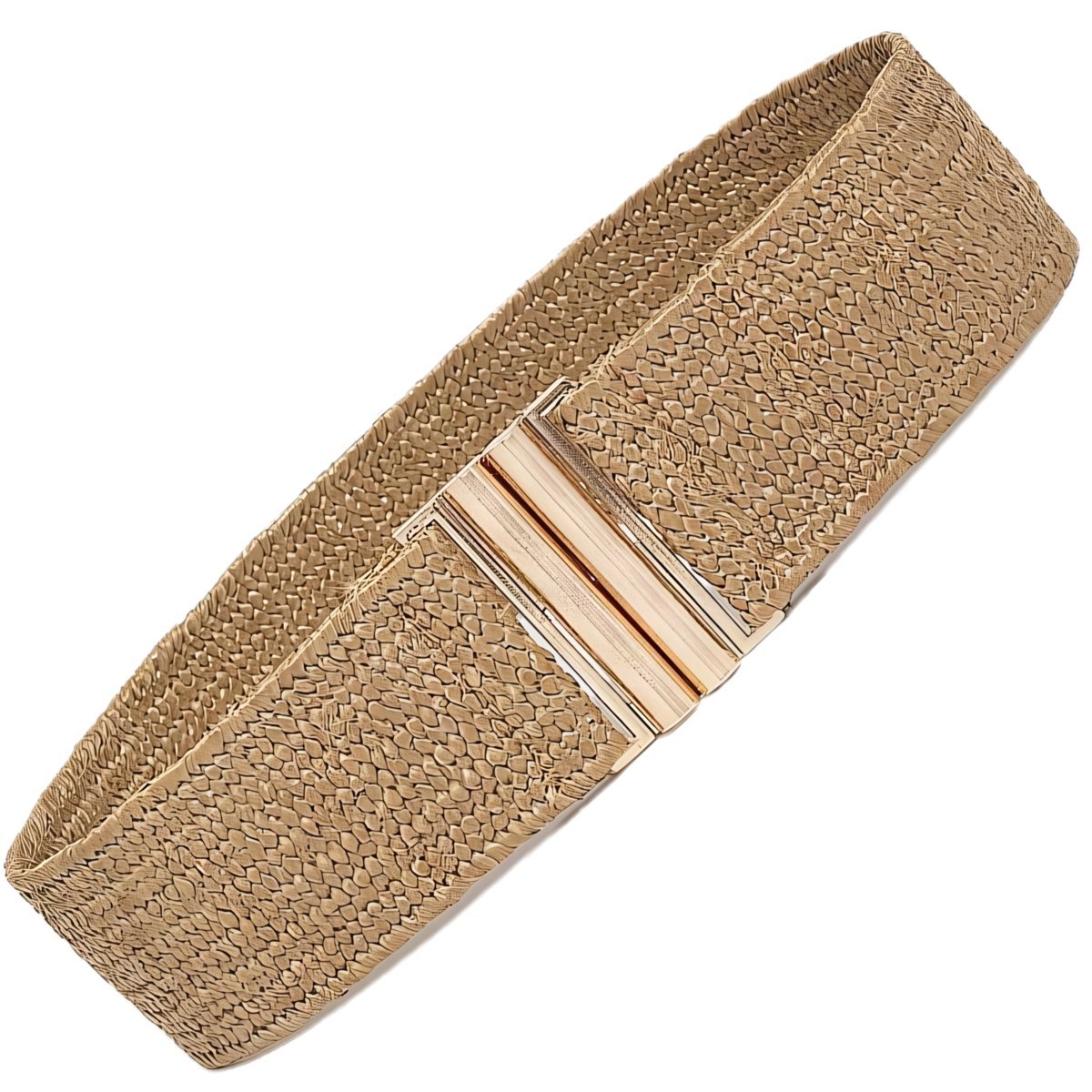 Damski słomiany pasek pleciony prosty beżowy ozdobny pas na talię