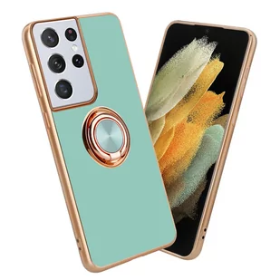Pokrowiec Do Samsung Galaxy S21 ULTRA Etui w Glossy Turkus - Złoto magnetycznym Obudowa Case Cover Ochronny Cadorabo - Etui i futerały do telefonów - miniaturka - grafika 1