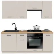 Meble kuchenne - MEBLE KUCHENNE ZESTAW VARIO 200CM Z1 KASZMIR BLAT DĄB EVOKE BEZ AGD - miniaturka - grafika 1
