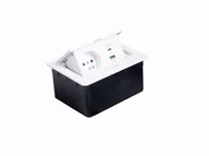 Gniazdka elektryczne - Gniazdo nablatowe meblowe wpuszczane w blat 2x230V 2xUSB Modułbox biały - miniaturka - grafika 1