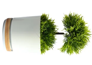 26 cm Doniczka DUO dwukolorowa KREMOWA z podstawką BAMBUS * nowoczesna * z drenażem * efekt deski * imitacja drewna panelu * drewniany deseń * styl .. - Donice - miniaturka - grafika 1