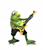 Figurki dekoracyjne - ŚMIESZNA FIGURKA DEKORACYJNA ZIELONA ŻABA Z GITARĄ NA PREZENT MUZYK - miniaturka - grafika 1