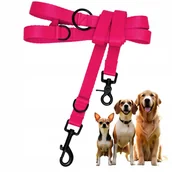 Smycze dla psów - Smycz dla psa mocna taśma treningowa przepinana regulowana fuksja 2,4m - miniaturka - grafika 1