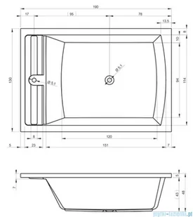 Riho Savona wanna prostokąta 190x130cm z hydromasażem Air lewa BB79005A2GH1009 - Wanny z hydromasażem - miniaturka - grafika 2