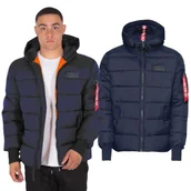 Odzież taktyczna i umundurowanie - Kurtka z kapturem Alpha Industries Hooded Puffer FD 118113 07 - Granatowa M - miniaturka - grafika 1
