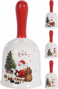 Ozdoba świąteczna dzwoneczek biało-czerwony 7x13 cm 1szt - Ozdoby bożonarodzeniowe - miniaturka - grafika 1