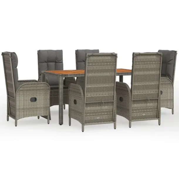 Zestaw mebli ogrodowych szary, rattan PE, stół 150x90x75 cm, krzesła 57x