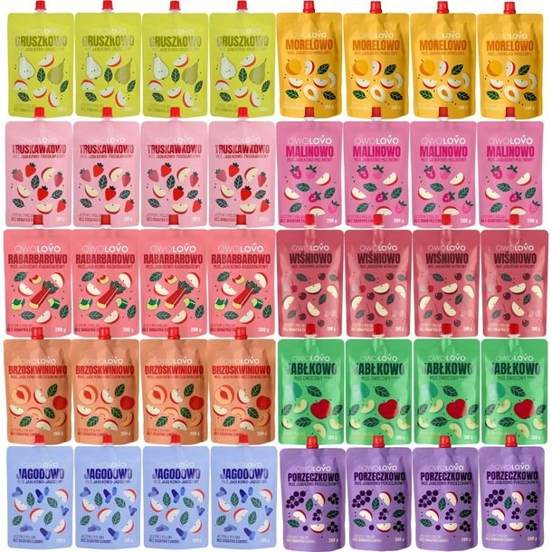 Owolovo Mix musów owocowych 10 smaków 200 g x 40 sztuk
