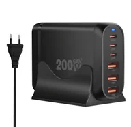 Ładowarki do telefonów - SZYBKA ŁADOWARKA GaN 200W PD 3x USB C 3x QC 3.0 DO LAPTOPA IPHONE 100W MAC - miniaturka - grafika 1