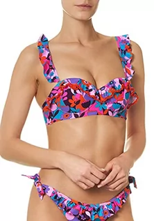 Stroje kąpielowe - goldenpoint Bikini damski kostium kąpielowy push-up biustonosz haft Groovie Holiday, wielokolorowa, 70B - grafika 1