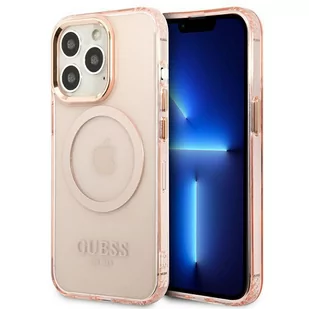 Etui Guess do iPhone 13 Pro / 13 6,1" różowy/pink hard case Gold Outline Translucent MagSafe - Etui i futerały do telefonów - miniaturka - grafika 1