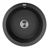 Zlewozmywaki - LAVEO SBD 788Y Zlewozmywak granitowy 1 komora Wymiary: ? 510x205 mm Wykończenie: czarneW zestawie z syfonem Space Saving i korkiem klik-klak - miniaturka - grafika 1