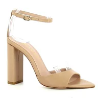 Sandały damskie - Beżowe sandały na słupku CARINII - Carinii - miniaturka - grafika 1