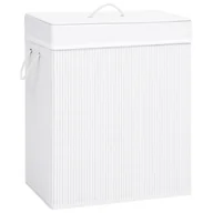 Kosze na bieliznę - vidaXL Bambusowy kosz na pranie, biały, 100 L vidaXL - miniaturka - grafika 1
