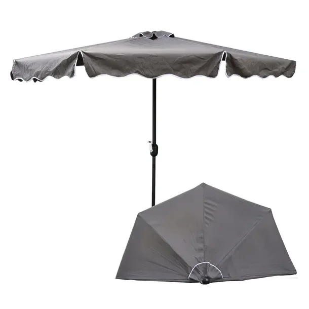 Parasol ogród taras balkon połówkowy Ø 270 cm H 235 cm Grafit przyścienny