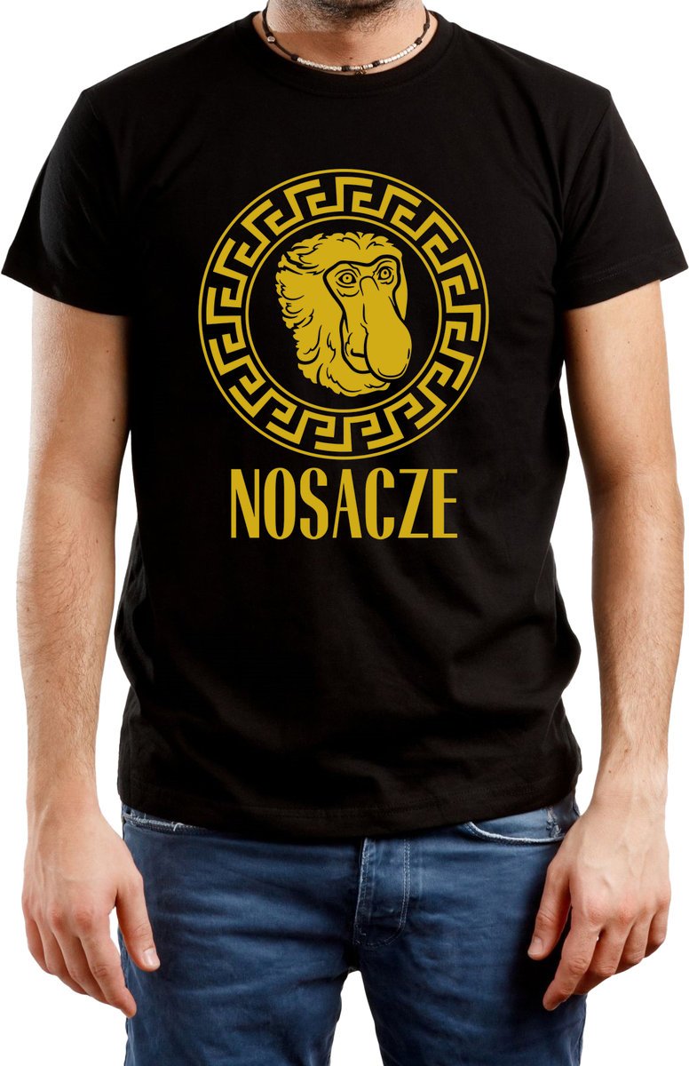 T-Shirt Męski Parodia Versace Nosacz Śmieszna Koszulka Czarna R-Xs A427