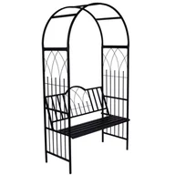 Pozostałe ozdoby ogrodowe - Pergola ogrodowa z ławką metalowa 114x52x216 cm czarna DLH - miniaturka - grafika 1