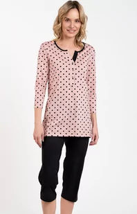 Bawełniana piżama damska 3/4 Marit, Kolor różowo-czarny, Rozmiar S, Italian Fashion - Intymna - Piżamy damskie - miniaturka - grafika 1