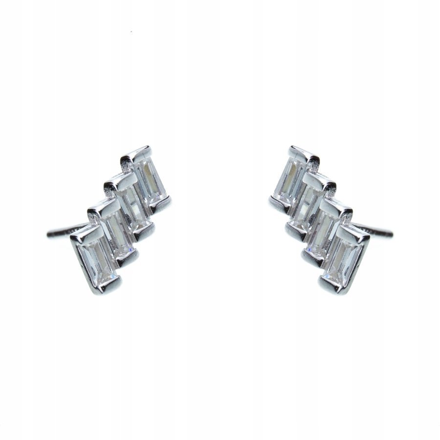 Srebrne Kolczyki Sztyfty Prostokątne Cyrkonie.925