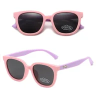 Okulary przeciwsłoneczne - Dziecięce 5-9 lat gumowe okulary przeciwsłoneczne polaryzacyjne POL-JR-66E róż/fiolet - miniaturka - grafika 1