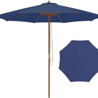 Parasole ogrodowe - Parasol Ogrodowy 3 m z 8 Bambusowymi Żebrami i Systemem Podnoszenia Bloczkiem, Ochrona Przeciwsłoneczna, Wymiary 304 x 262 cm, Niebieski, bez Podstawa - miniaturka - grafika 1
